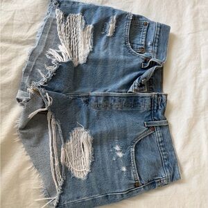 Levi's Light Blue Distressed Jean Shorts